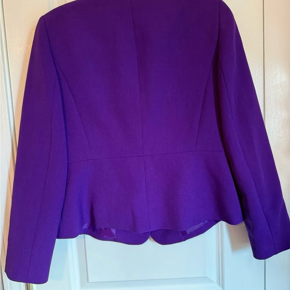 Kasper Purple Single-Button Tailored Blazer